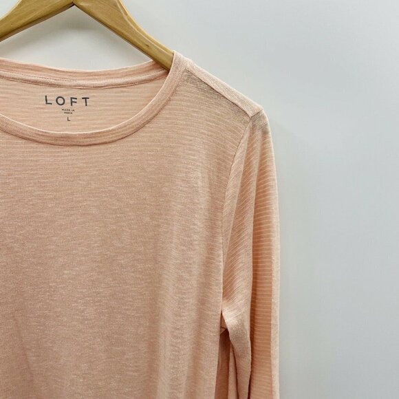 LOFT Size Large Long Sleeve Striped Tie Front Blouse 310 - Picture 2 of 5